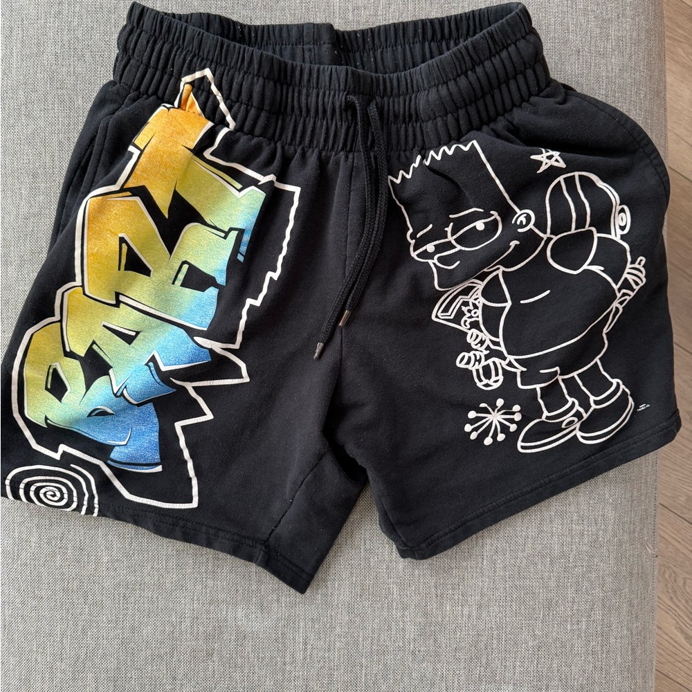Black Men's Bart Simpson Shorts with Multicolor 'Bart' Graphic
